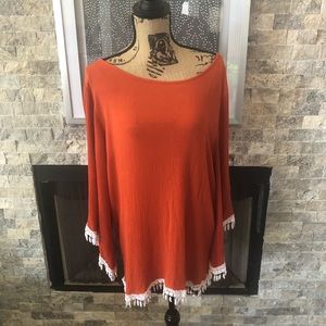 Burnt Orange tunic with white trim